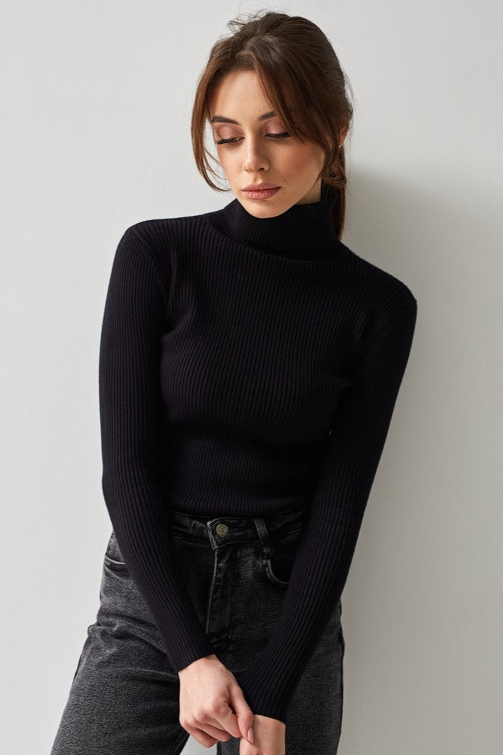 High Neck Pullover Slouchy Knit Sweater