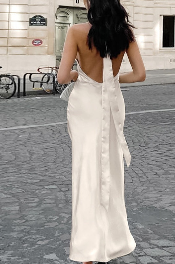 Satin Halter Mermaid Reception Dress