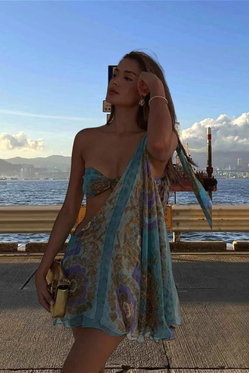 Sexy Sloped Shoulder Cutout Bodycon Party Dress