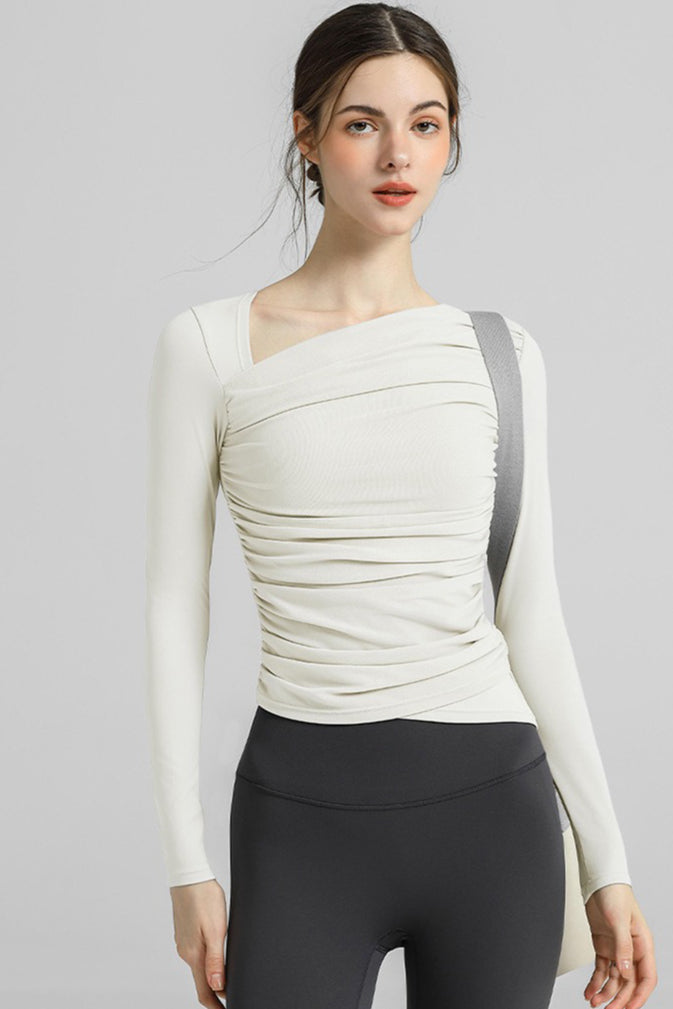 Chic Padded Slim Long Sleeve Yoga Base Layer