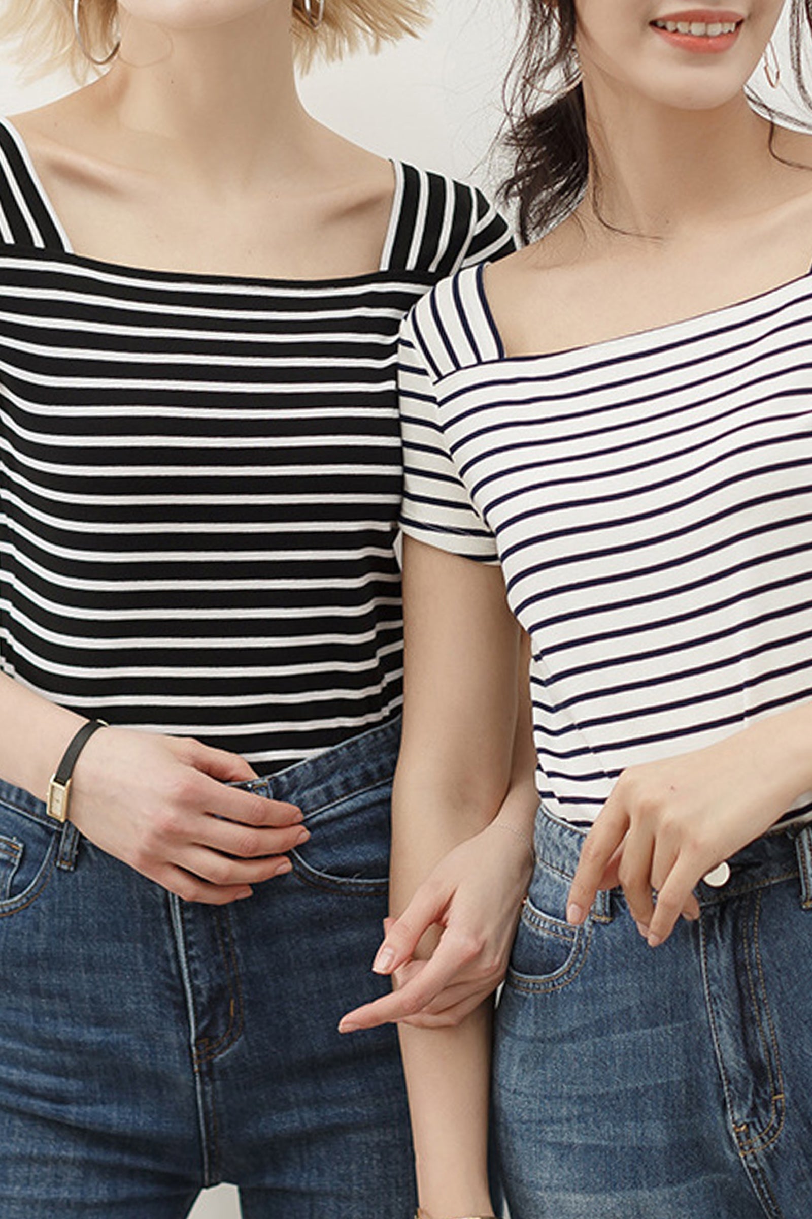 Striped Square Neck T-Shirt