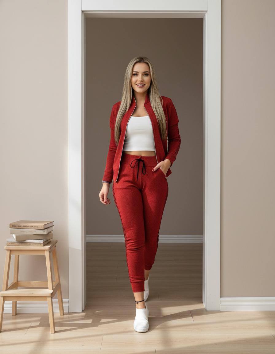 Tracksuit Winter  Zipper Piece for Pants Autumn + 2 Set Long Sports Jacket Suit Fashion Women