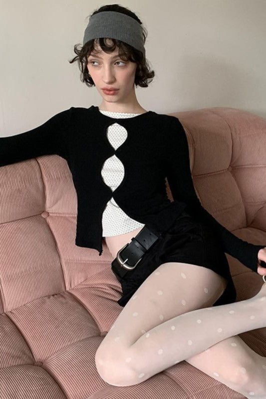 Romantic Cotton Cropped Long Sleeve Fitted Base Layer