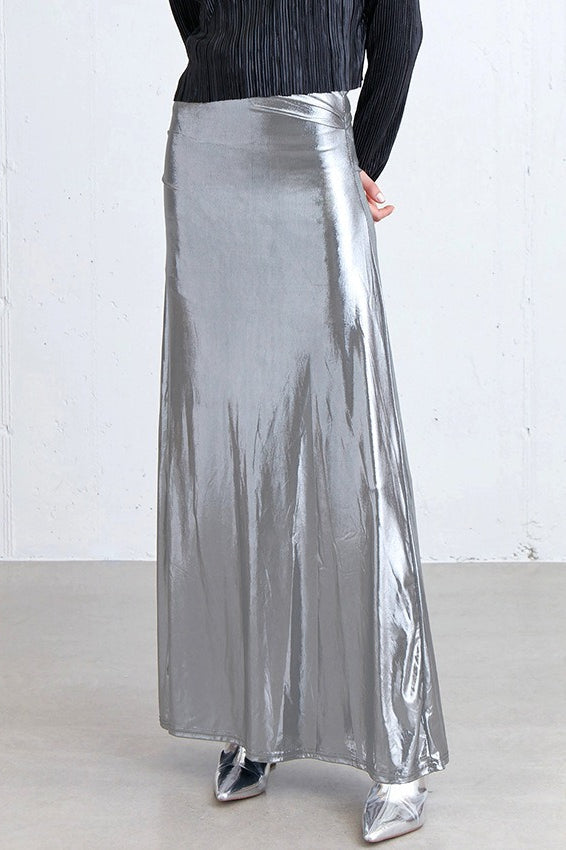 Silver Satin Reflective Skirt
