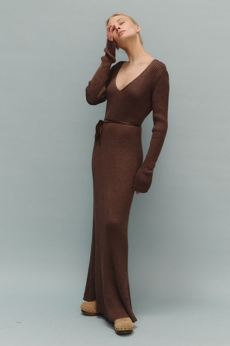 Solid Color LongSleeve Fitted Bodycon Knit Dress