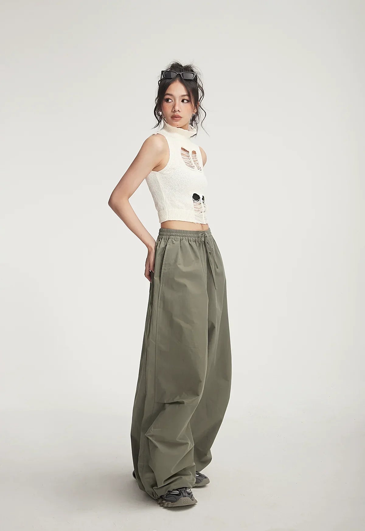 Balloon Drawstring Palazzo Pants