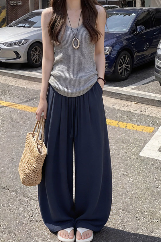 Linen Wide Leg High Waist Relaxed Pants