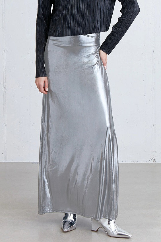 Silver Satin Reflective Skirt