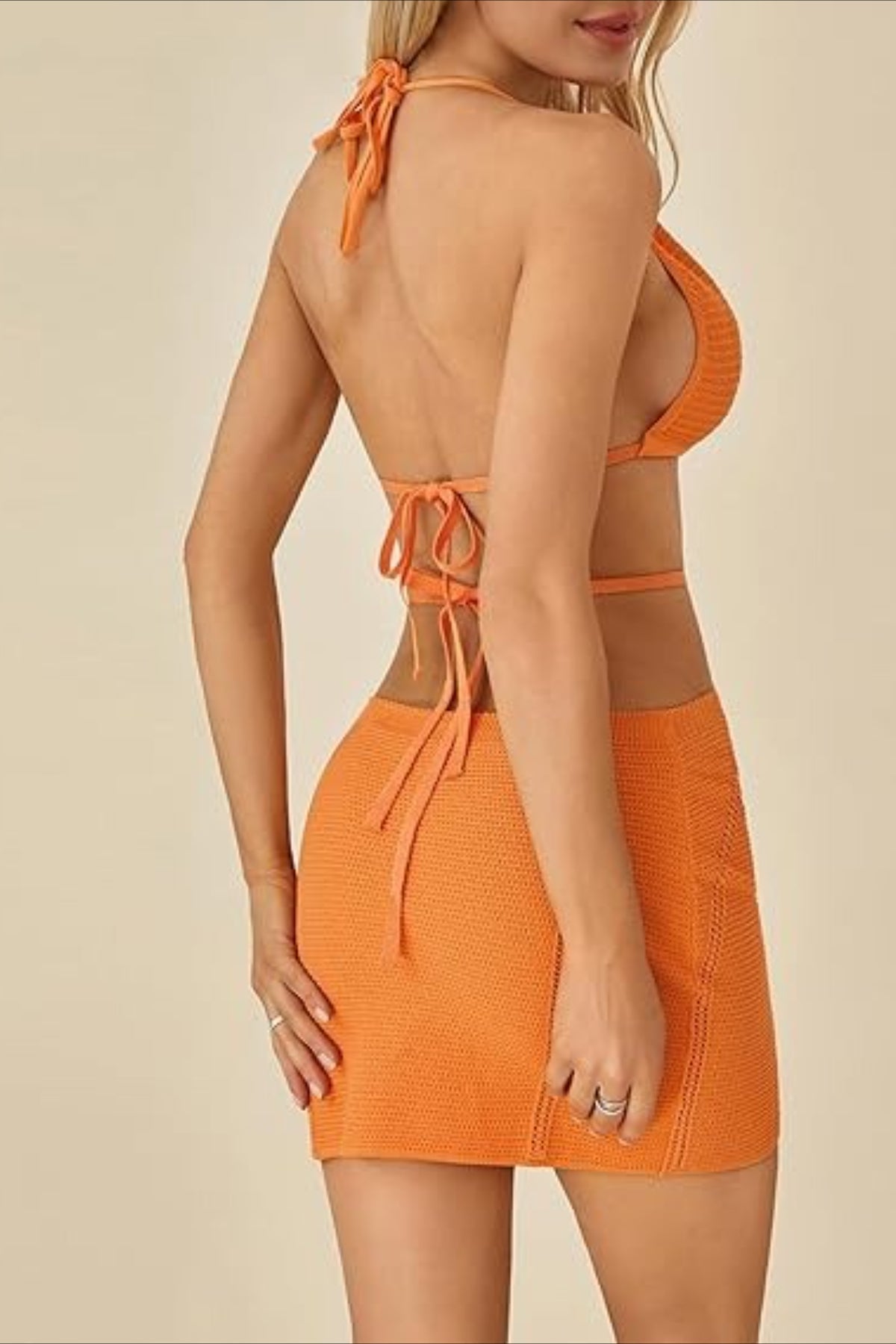 Tie Halter Bustier Cutout Cami Bodycon Dress