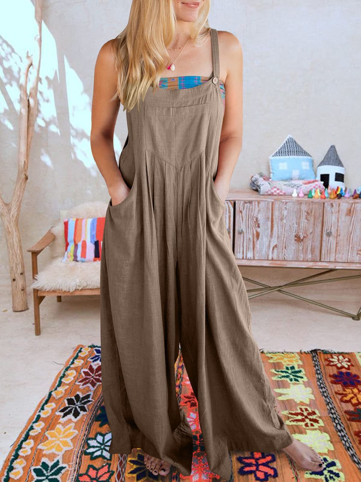 SALE PLUS SIZE WIDE LEG OVERALLS JUMPSUIT