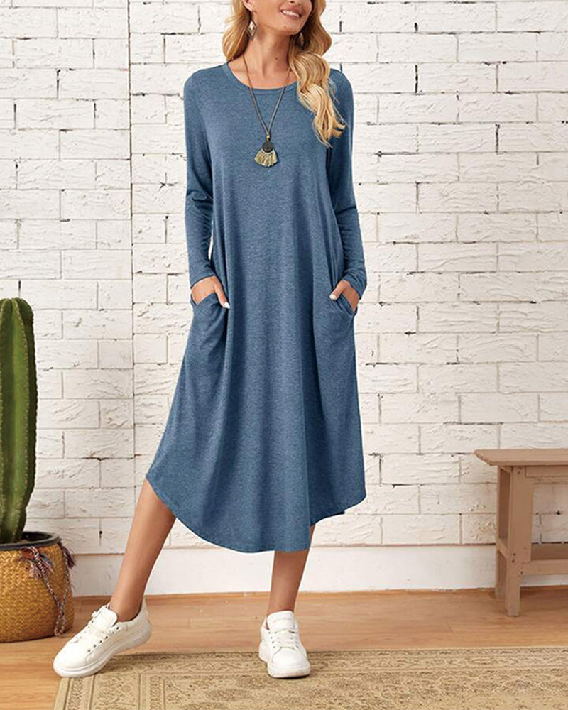 Mies Autumn and Long Sleeve, Loosely Curved Dress for Women