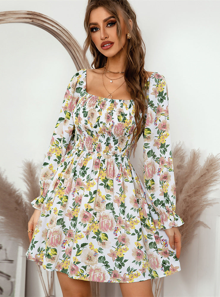 Leaf Print Sleeveless Midi Dress S / Black Dresses