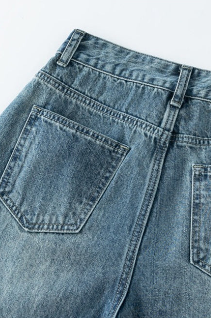 High Waist Relaxed Fluid Straight Jeans