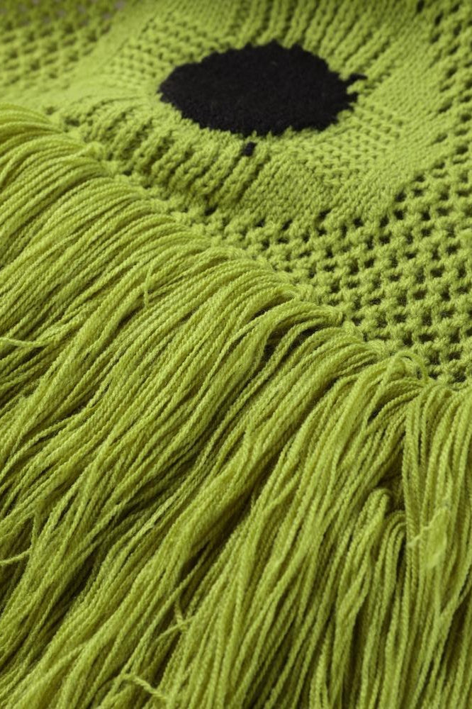 Green Polka Dot Knit Fringe Hem Maxi Dress 3