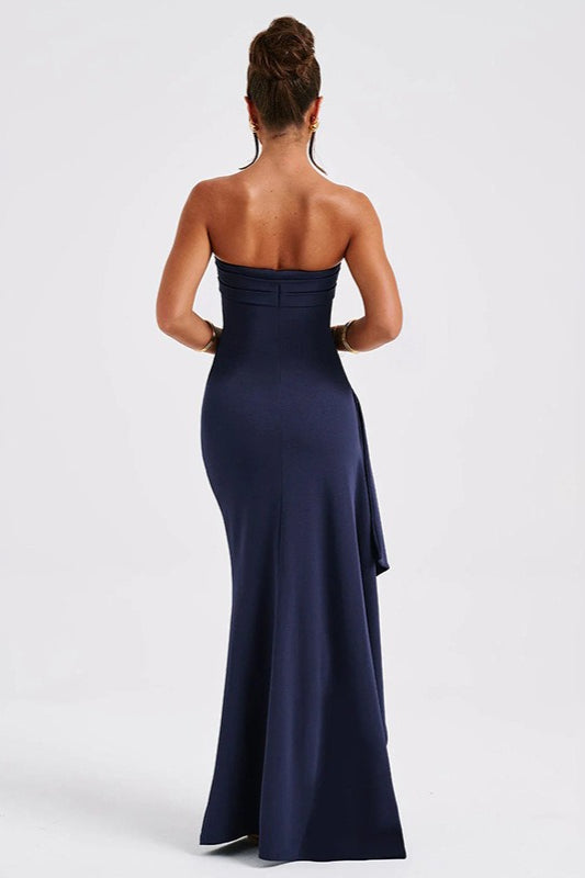 Off-Shoulder Strapless Backless High Slit Sexy Party Dress