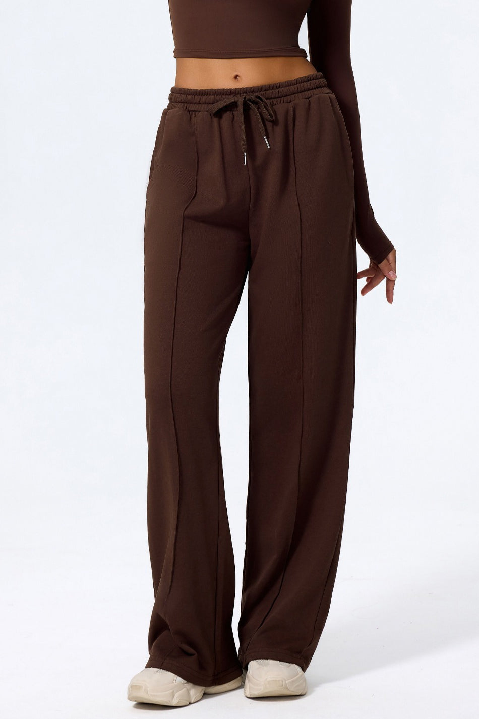Relaxed Straight Leg  High Waist Knit Pants