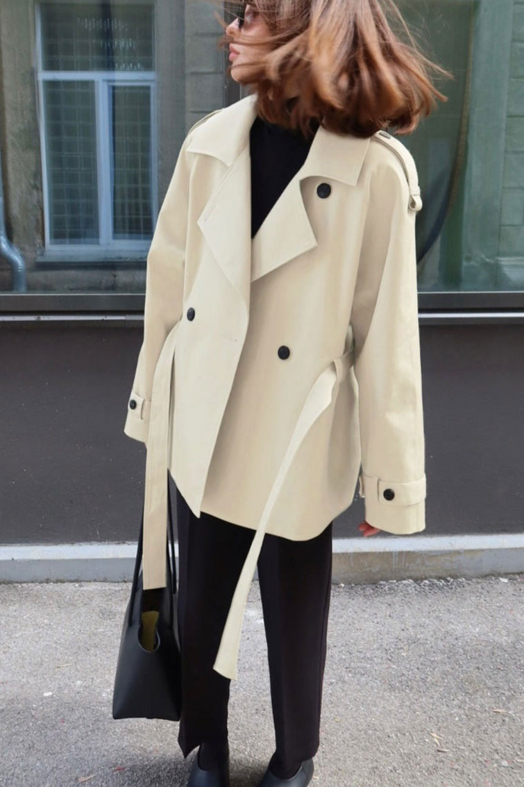 Loose Notch Collar Waist-Tied Designers Chic Trench Coat