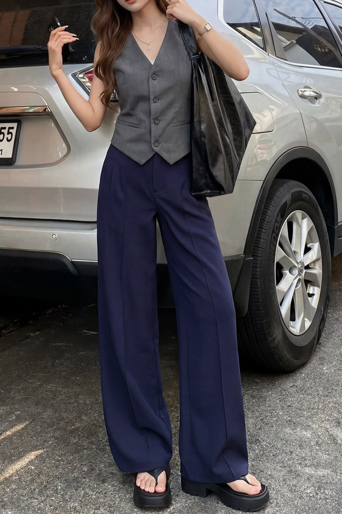 Linen Tailored Relaxed Straight Leg Pants