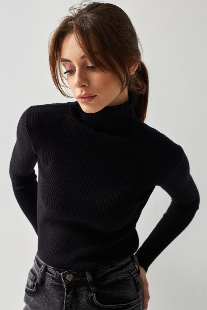 High Neck Pullover Slouchy Knit Sweater