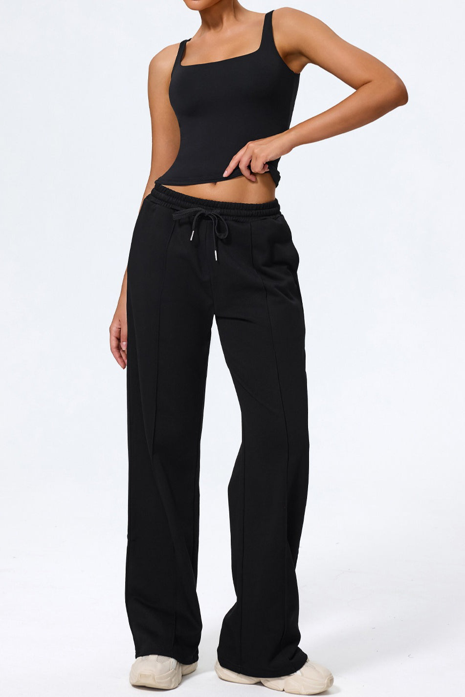 Relaxed Straight Leg  High Waist Knit Pants