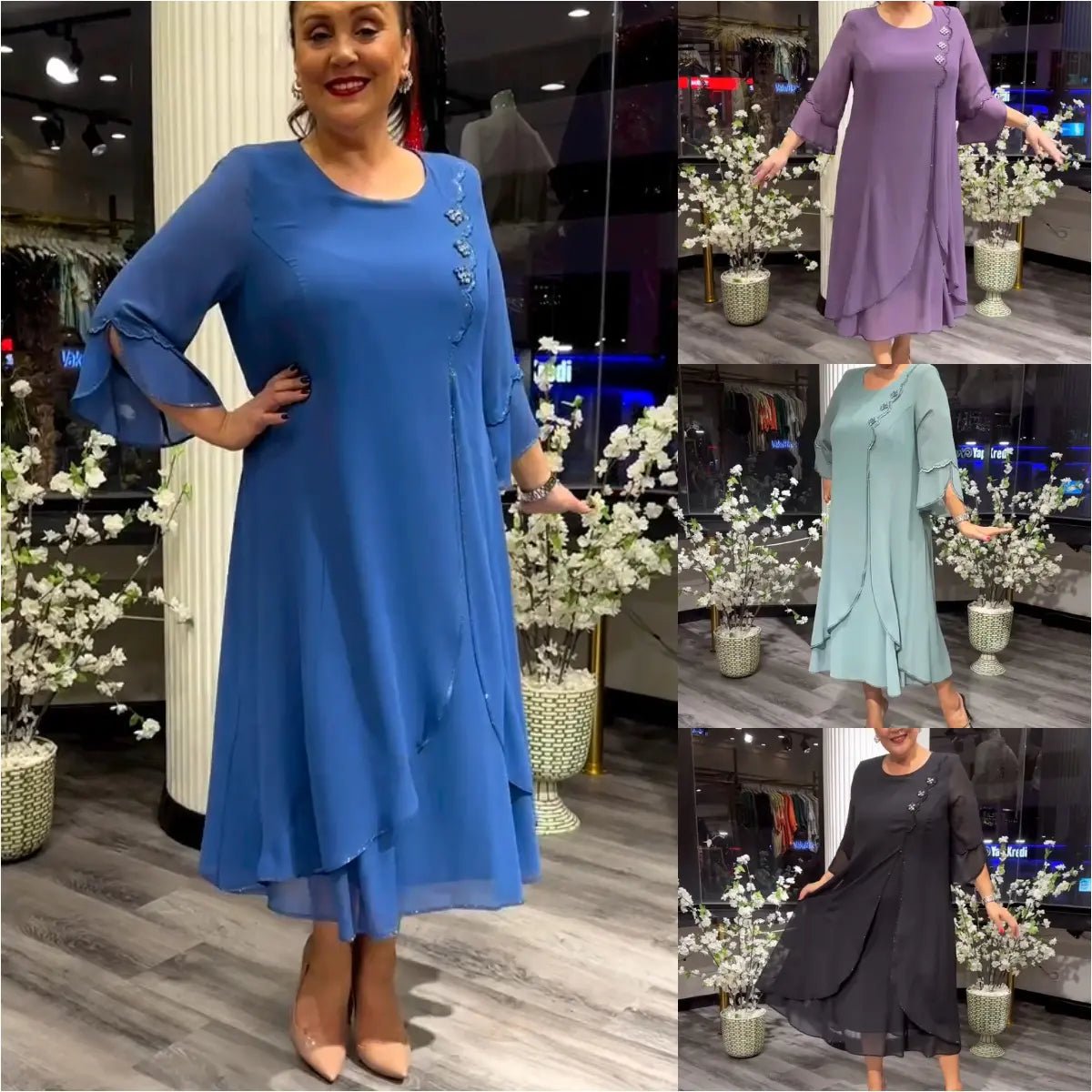 chiffon solid color loose dress