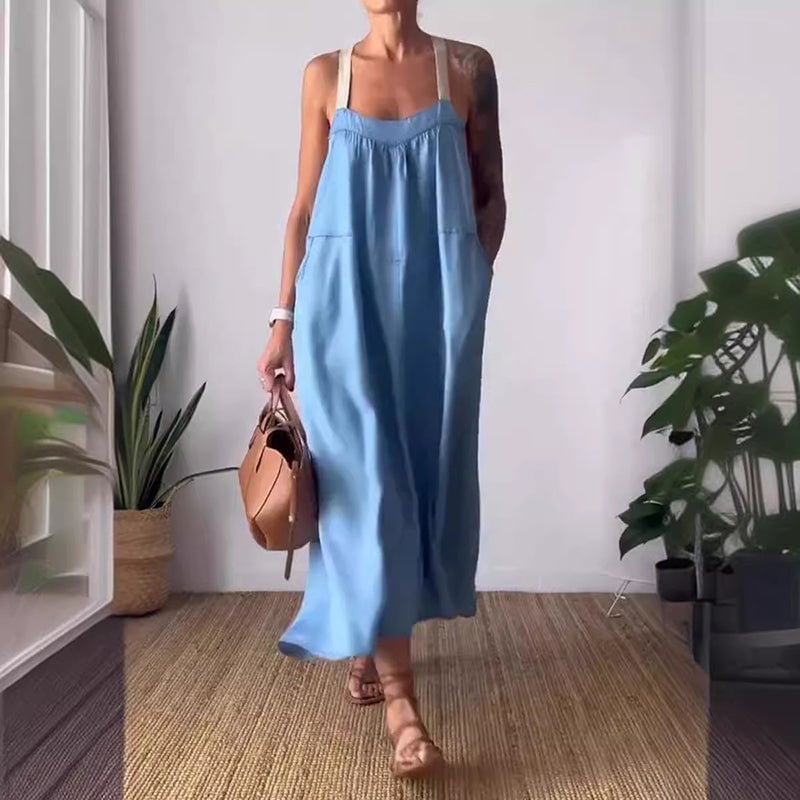 Simple Cotton Linen Sling Dress