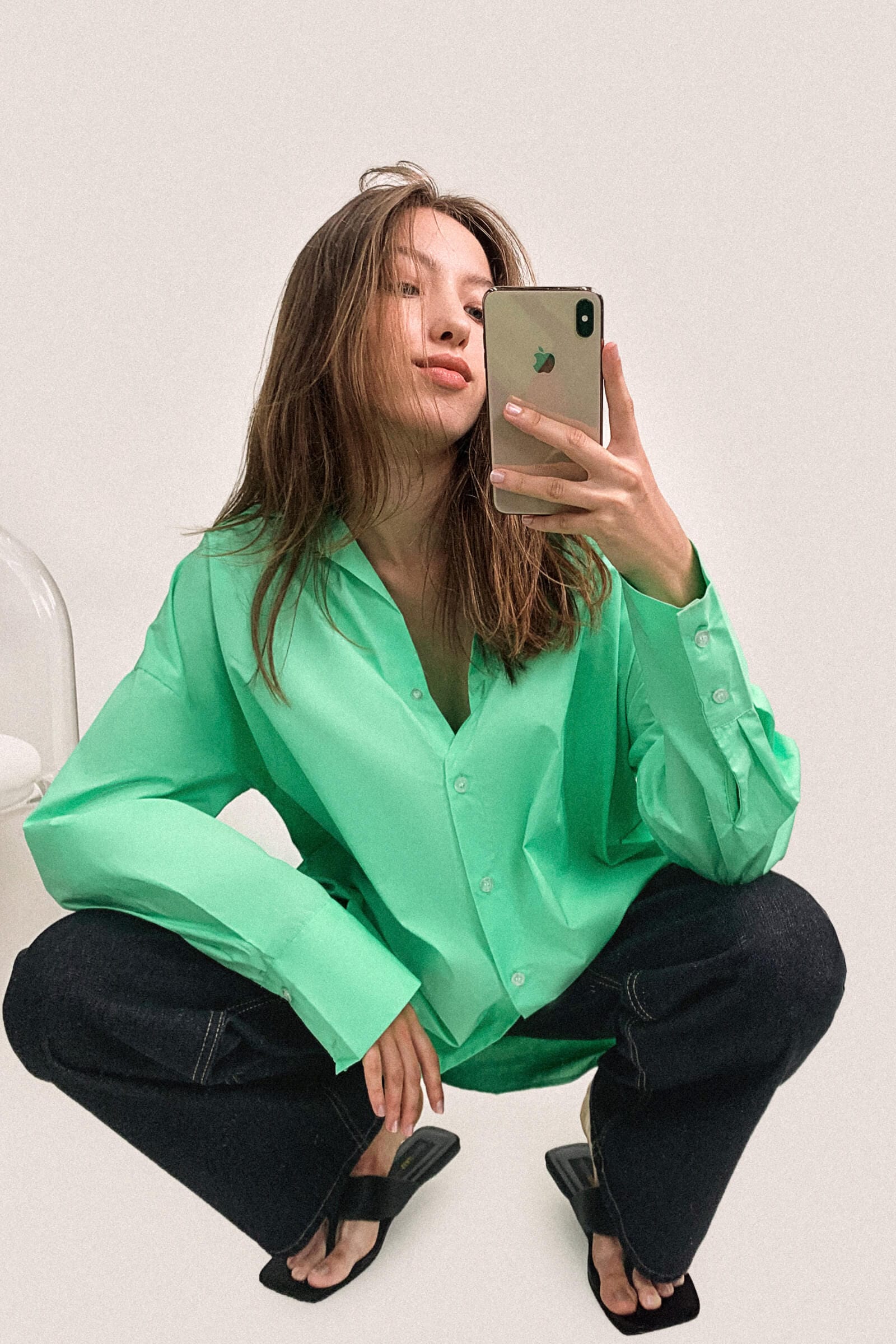 Light Green Oversized Button-Up Shirt
