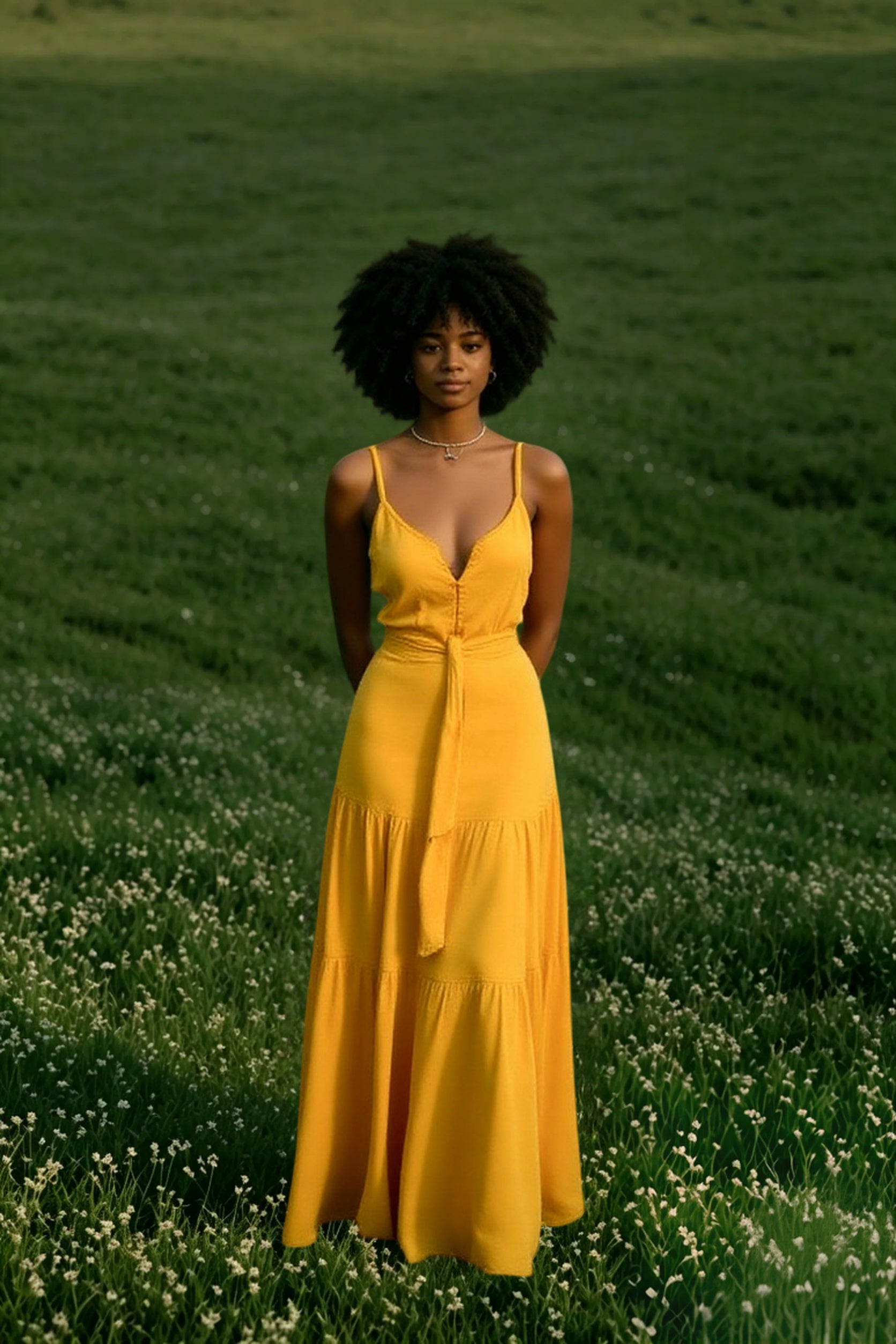 DressBetty - Elegant V Neck Tunic Ruffles Maxi Dress