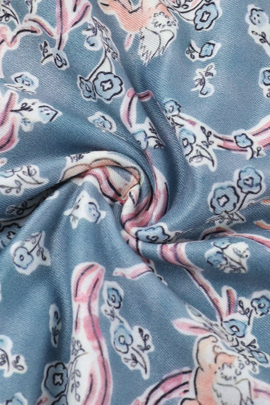 Blue Spaghetti Strap Bustier Cutout Paisley Print Bodycon Maxi Dress 11
