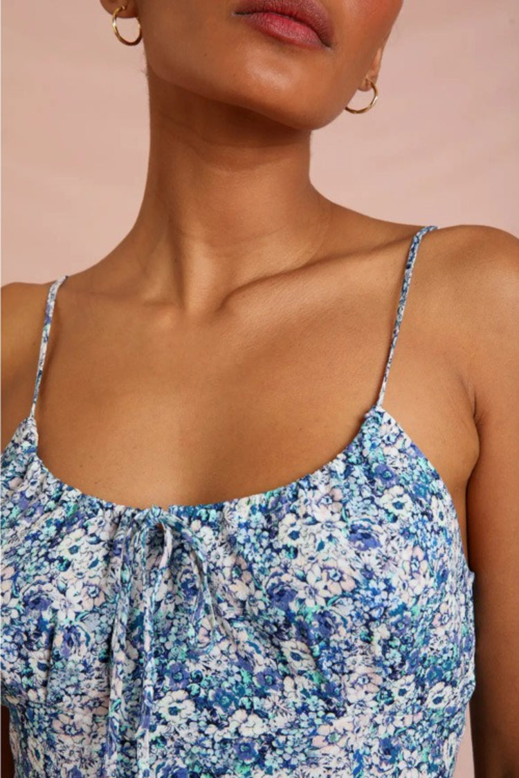 Spaghetti Strap Midi Slim Floral Dress