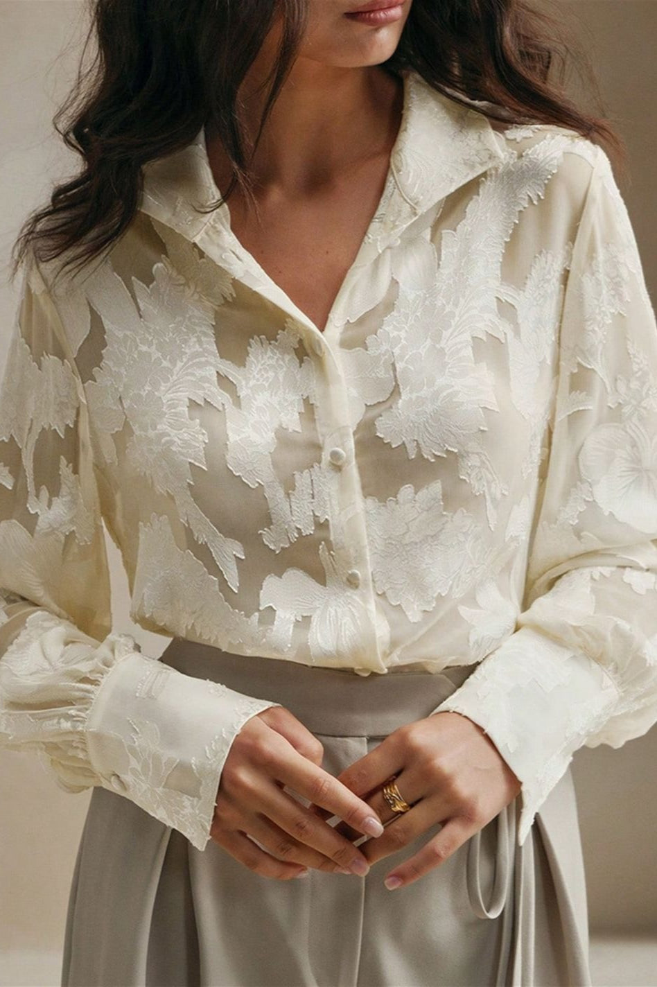 Embroidered Turtleneck Casual Spring-Summer Blouse