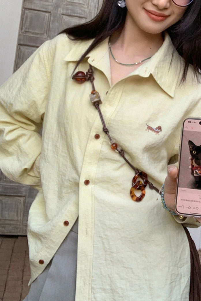 Linen Blend Embroidered Blouse