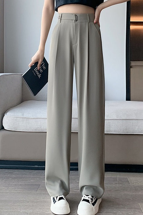 Fluid High Waist Narrow Wide Leg Straight Pants