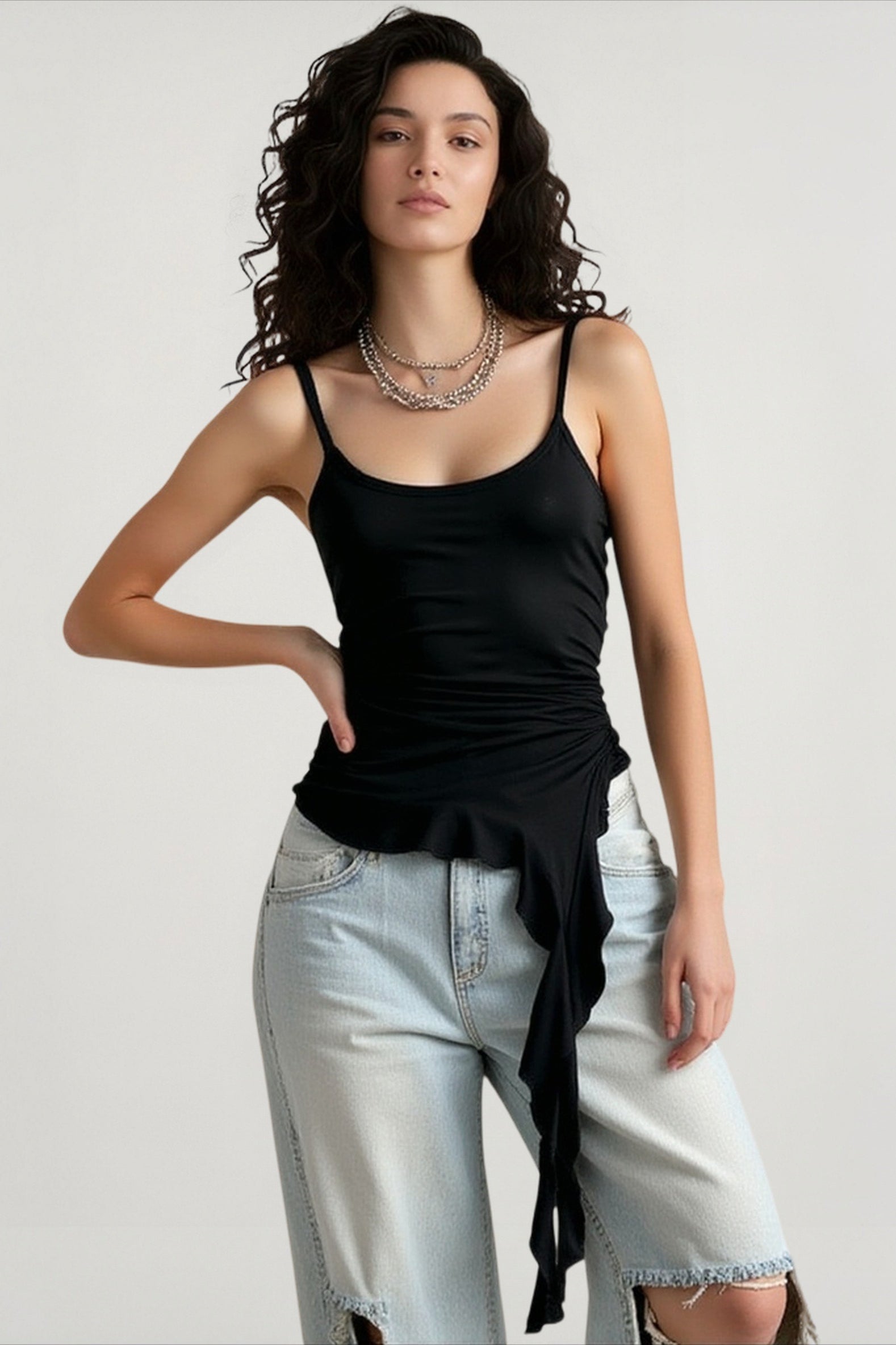 Slim fit ruffle cami top