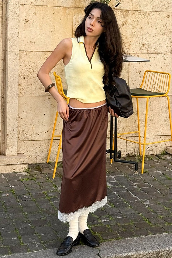 Lace Detail Straight Skirt