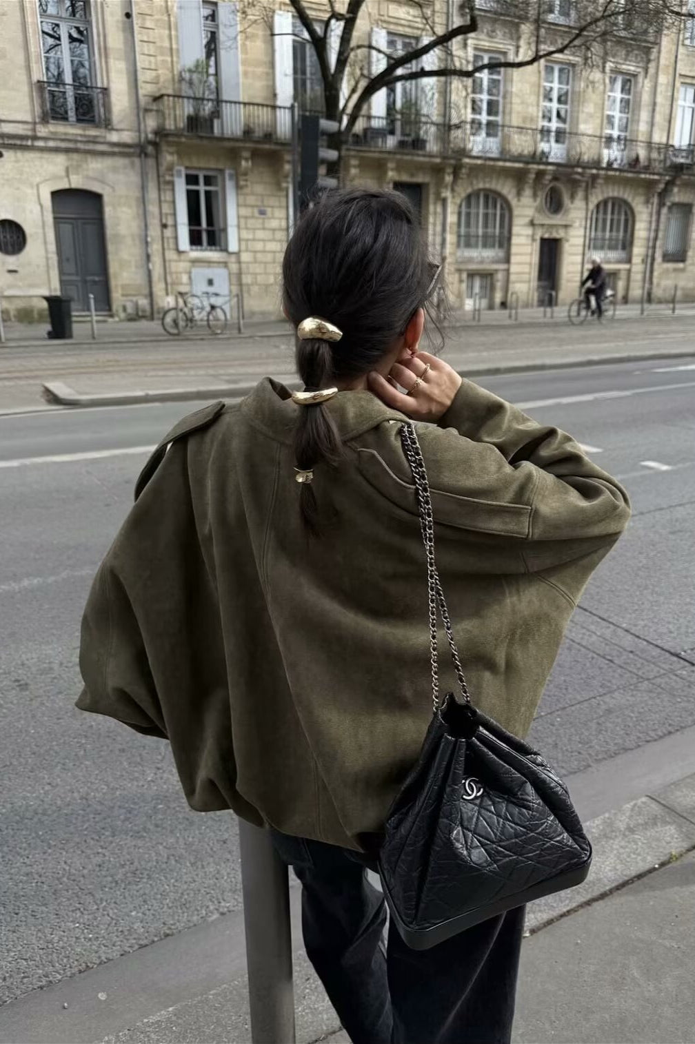 Chic Velvety Textured Bomber Jacket