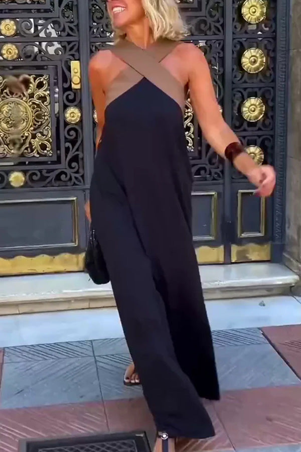 cross backless sleeveless dress
