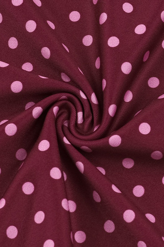 Burgundy Backless Polka Dot Cami Maxi Dress 4