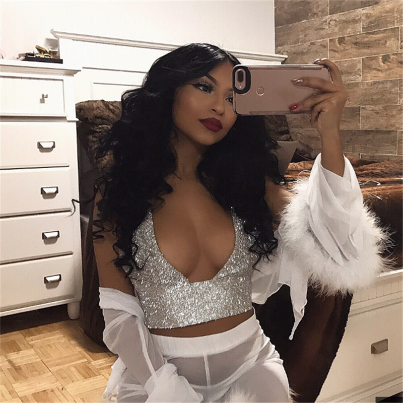 Hour Enchanting Rhinestone Halter Top