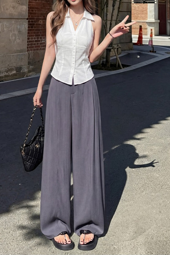 Linen Tailored Relaxed Straight Leg Pants
