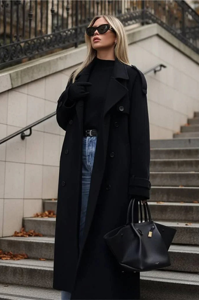 DoubleBreasted Belted Oversized Overcoat