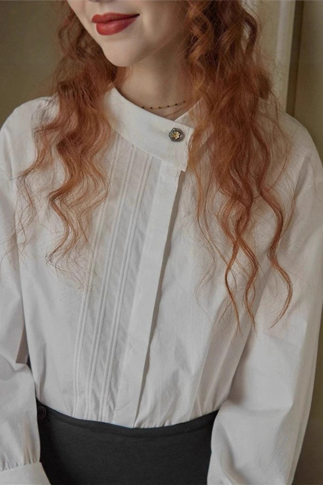 French Linen Unique Collar Blouse