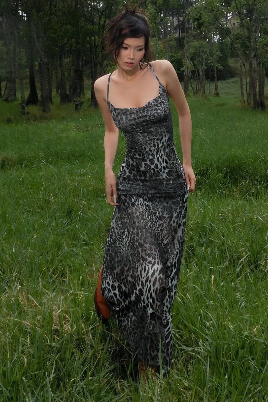 Sexy Leopard Backless Cocktail Slip Dress