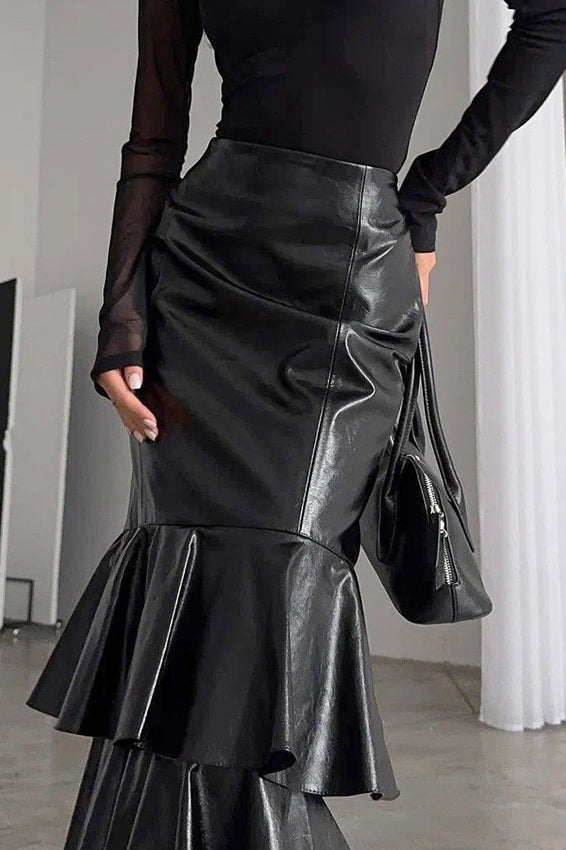 High Waist Fishtail Maxi Skirt