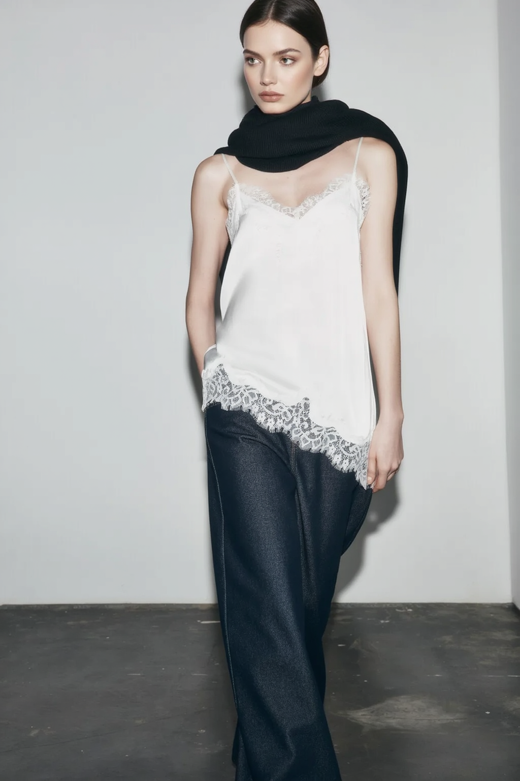 Lace panel adjustable cami top