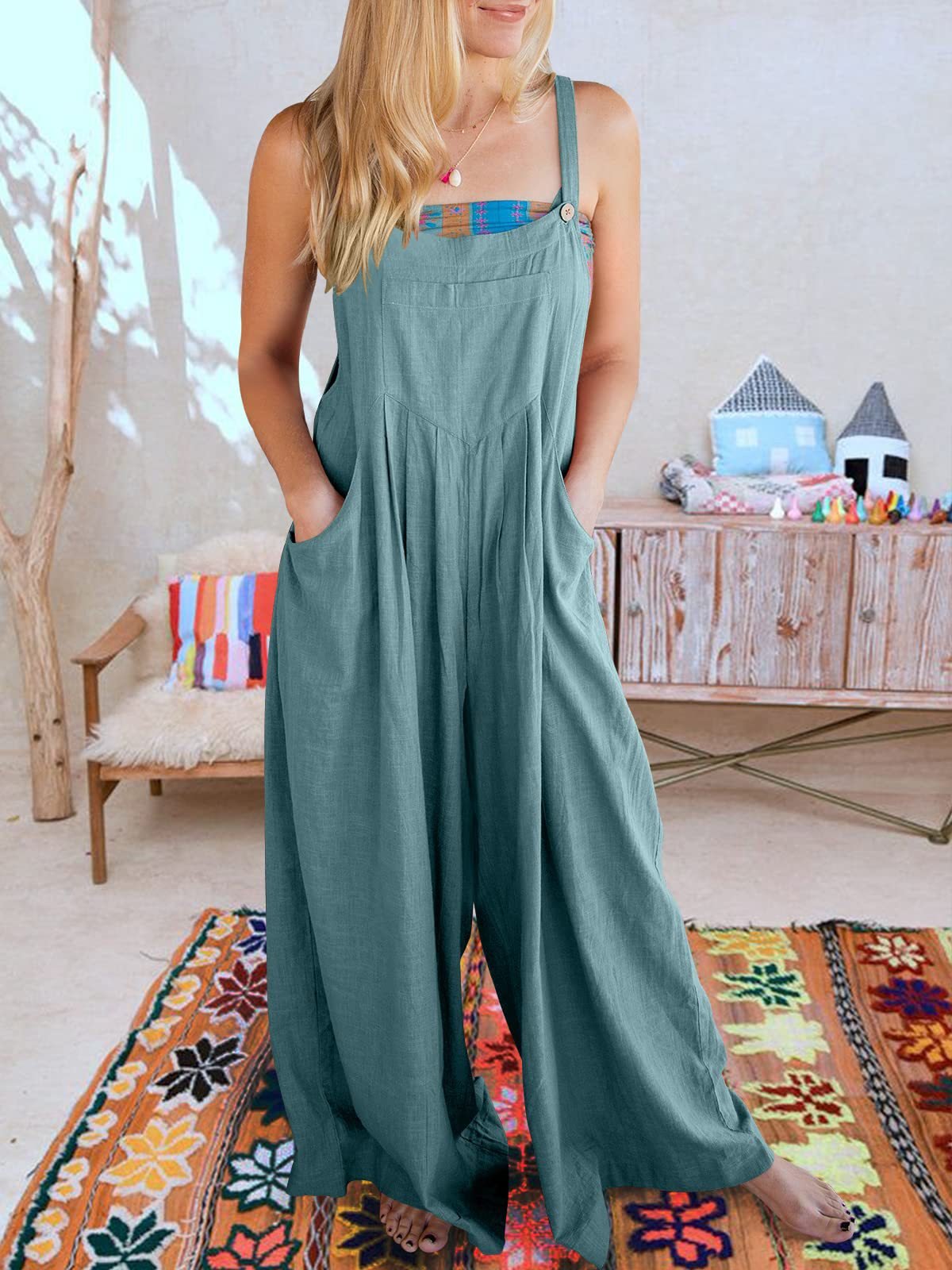 SALE PLUS SIZE WIDE LEG OVERALLS JUMPSUIT