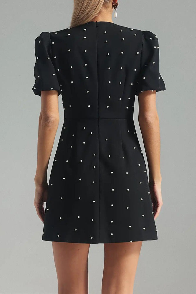 Black Bow Detail Paneled Mini Dress 4