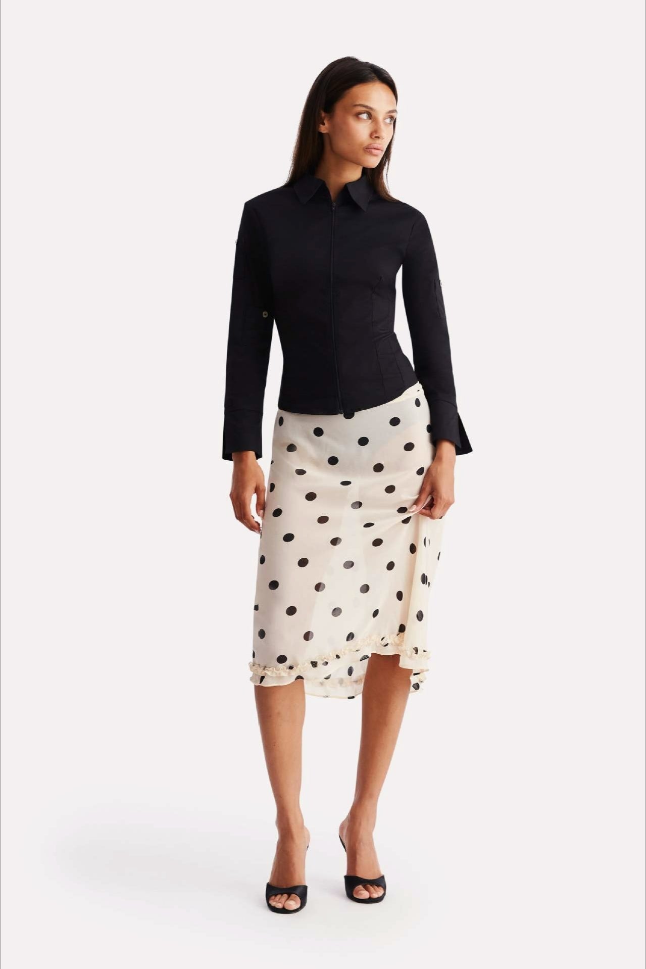 Polka Dot High Waist A-Line Skirt