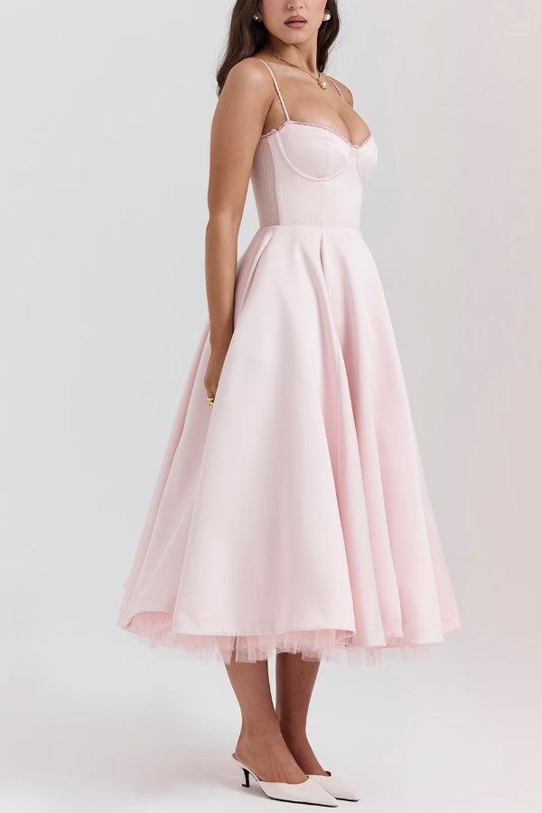 Lorraine Premium Strapless V Neck Sleeveless Tutu Maxi Dress Designer Edit