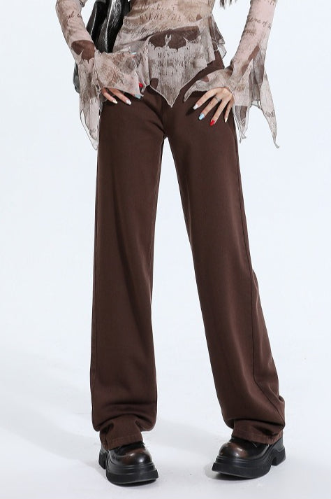 Casual Fleece Lined High Waist Straight Jeans